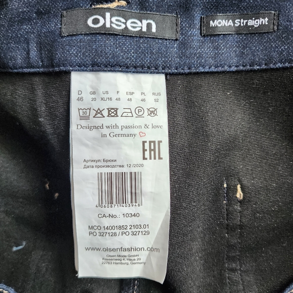 OLSEN MONA Straight Stretch Denim Pants 16 - Picture 9 of 9